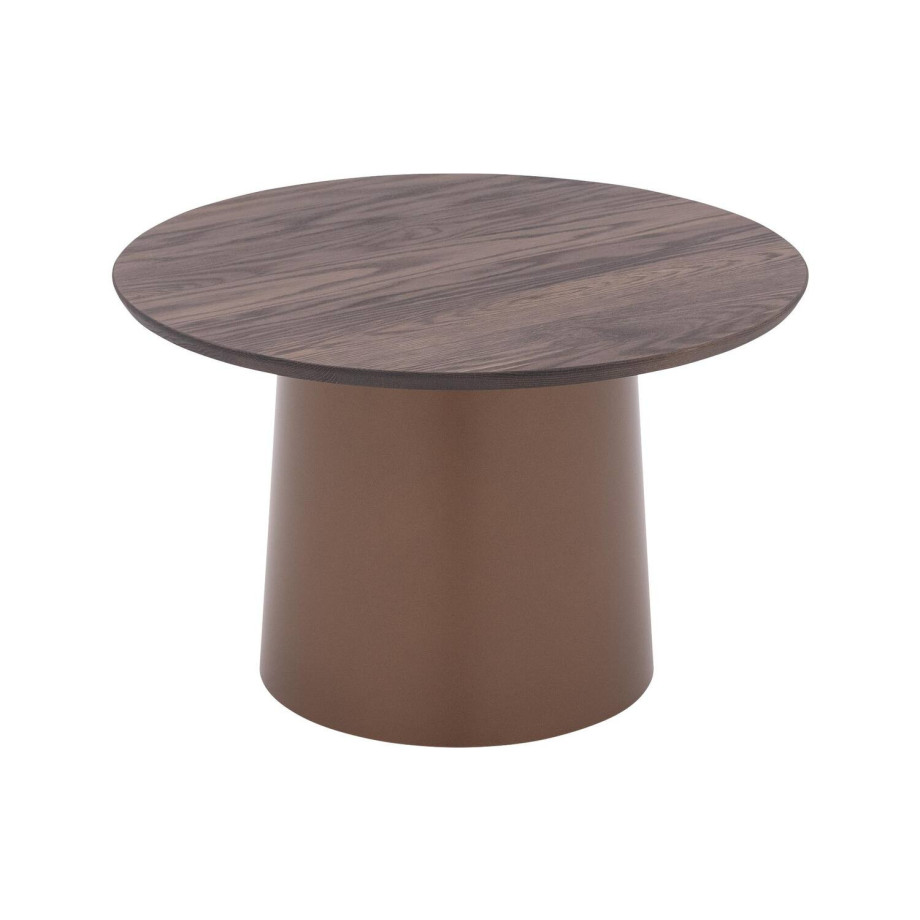 Goossens Excellent Salontafel Uniek rond, hout eiken donker bruin, elegant chic, 70 x 44 x 70 cm afbeelding 1