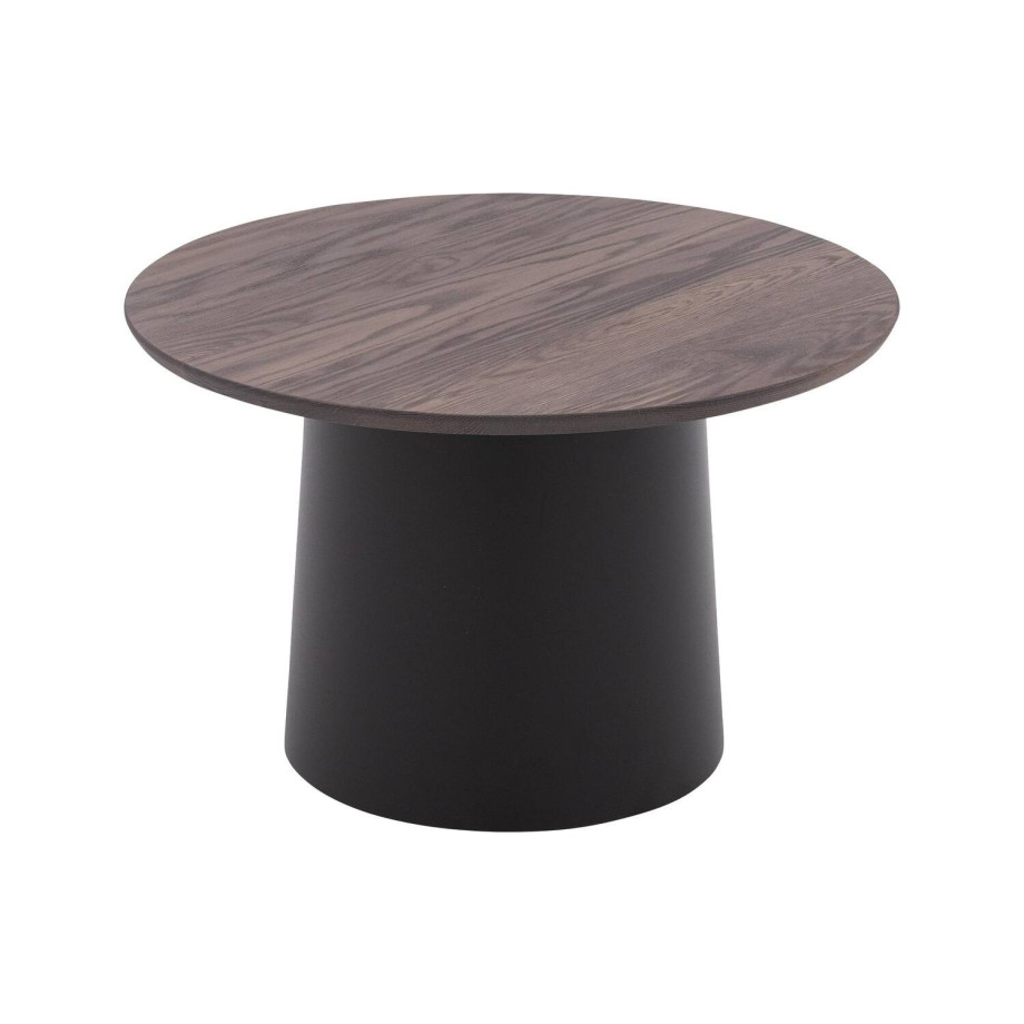 Goossens Excellent Salontafel Uniek rond, hout eiken donker bruin, elegant chic, 70 x 44 x 70 cm afbeelding 1