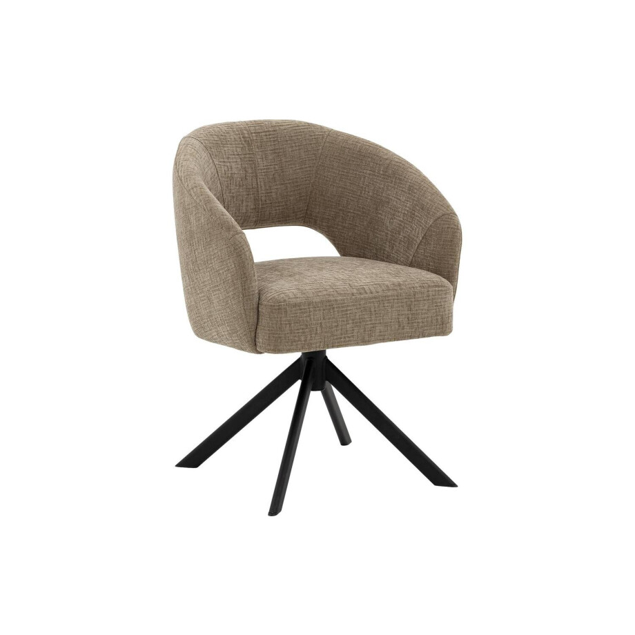 Goossens Excellent Stoel Ilse bruin stof graden draaibaar met autoreturn met armleuning, elegant chic Goossens Excellent Stoel Ilse bruin stof graden draaibaar met autoreturn met armleuning, elegant chic afbeelding 1