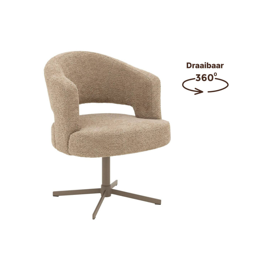 Goossens Excellent Stoel Roma bruin stof graden draaibaar met autoreturn met armleuning, elegant chic Goossens Excellent Stoel Roma bruin stof graden draaibaar met autoreturn met armleuning, elegant chic afbeelding 1