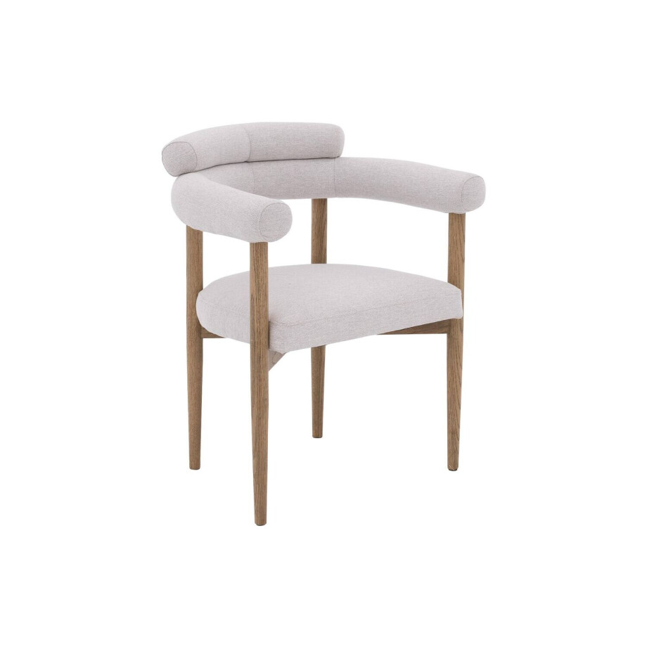 Goossens Excellent Stoel Splinter met Massief Houten Frame lichtgrijs stof met armleuning, elegant chic Goossens Excellent Stoel Splinter met Massief Houten Frame lichtgrijs stof met armleuning, elegant chic afbeelding 1