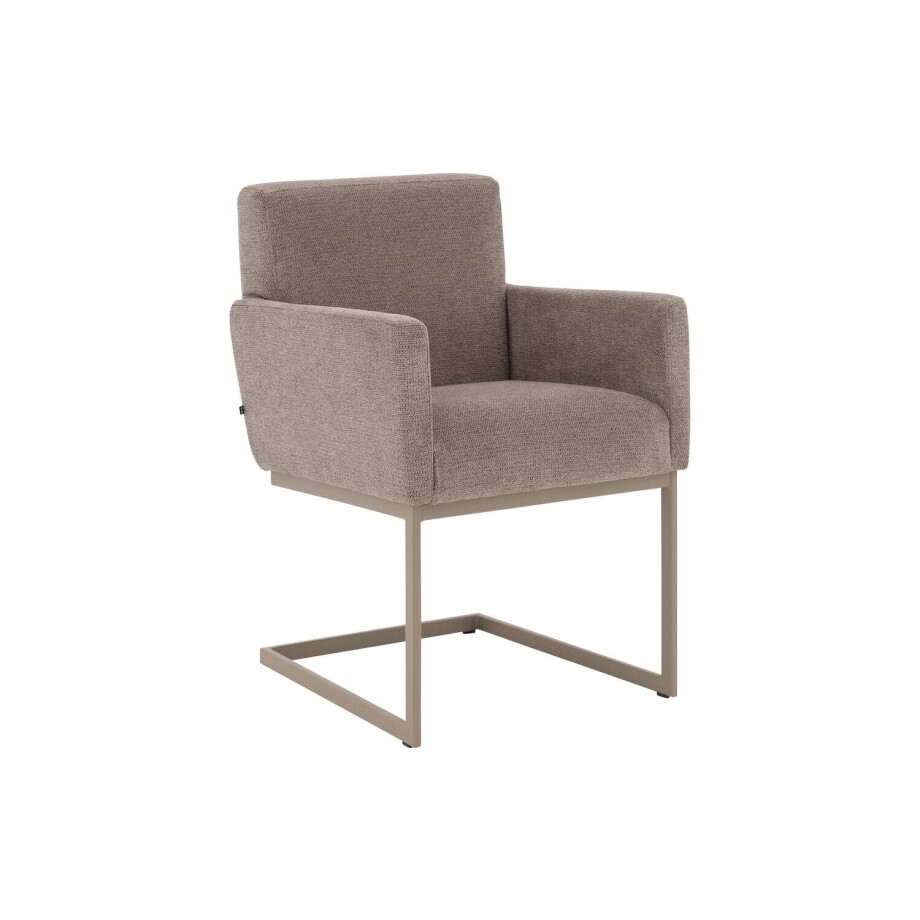 Goossens Excellent Stoel Tommie bruin stof met armleuning, urban industrieel afbeelding 1