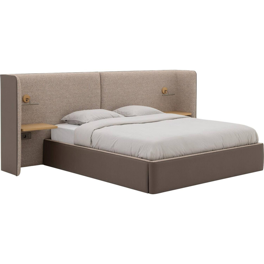 Goossens Gestoffeerd Bedframe Burano Storage, 160 x 220 cm met storage met 2x lattenbodem, incl. verlichting, usb aansluiting en stopcontact Goossens Gestoffeerd Bedframe Burano Storage, 160 x 220 cm met storage met 2x lattenbodem, incl. verlichting, usb aansluiting en stopcontact afbeelding 1