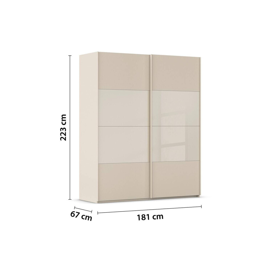 Goossens Kledingkast Finca Combi Glans-mat Glas, Slaapkamerkast 180 cm breed, 223 cm hoog, 2x 4 paneel (glas met glas mat combinatie) schuifdeuren Goossens Kledingkast Finca Combi Glans-mat Glas, Slaapkamerkast 180 cm breed, 223 cm hoog, 2x 4 paneel (glas met glas mat combinatie) schuifdeuren afbeelding 1