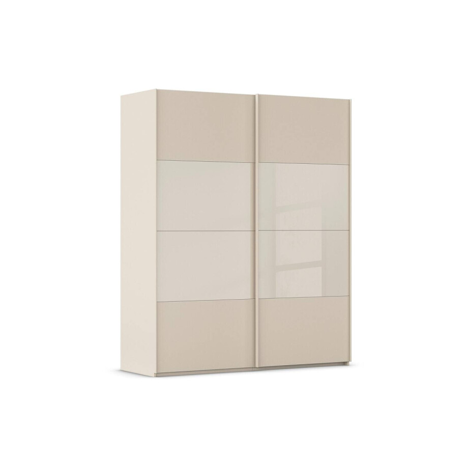 Goossens Kledingkast Finca Combi Glans-mat Glas, Slaapkamerkast 200 cm breed, 223 cm hoog, 2x 4 paneel (glas met glas mat combinatie) schuifdeuren afbeelding 1