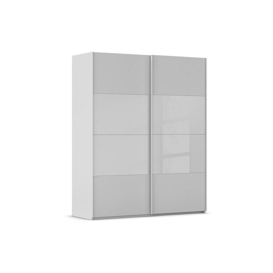 Goossens Kledingkast Finca Combi Glans-mat Glas, Slaapkamerkast 200 cm breed, 236 cm hoog, 2x 4 paneel (glas met glas mat combinatie) schuifdeuren afbeelding 1