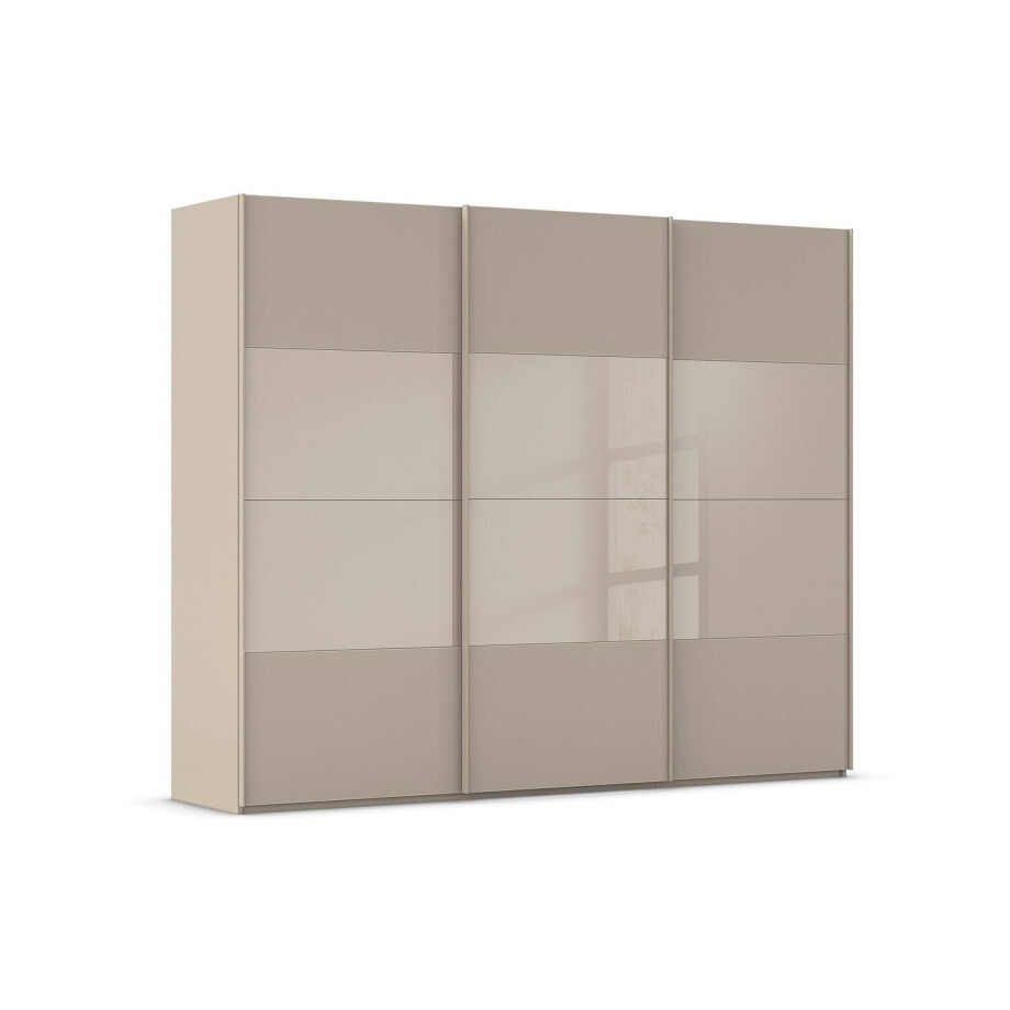 Goossens Kledingkast Finca Combi Glans-mat Glas, Slaapkamerkast 300 cm breed, 223 cm hoog, 3x 4 paneel (glas met glas mat combinatie) schuifdeuren afbeelding 1