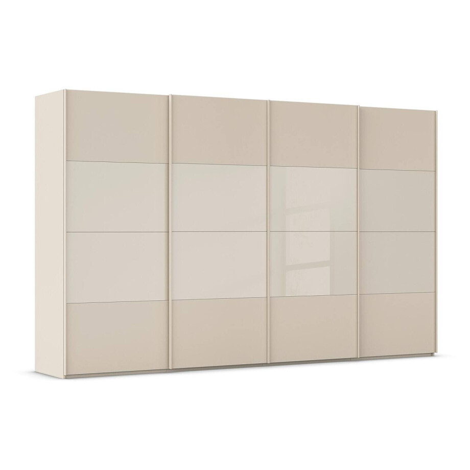 Goossens Kledingkast Finca Combi Glans-mat Glas, Slaapkamerkast 360 cm breed, 223 cm hoog, 4x 4 paneel (glas met glas mat combinatie) schuifdeuren afbeelding 1