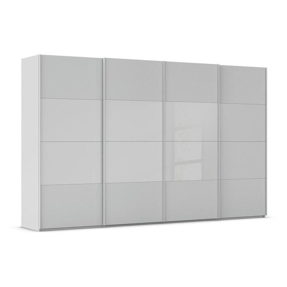 Goossens Kledingkast Finca Combi Glans-mat Glas, Slaapkamerkast 400 cm breed, 223 cm hoog, 4x 4 paneel (glas met glas mat combinatie) schuifdeuren Goossens Kledingkast Finca Combi Glans-mat Glas, Slaapkamerkast 400 cm breed, 223 cm hoog, 4x 4 paneel (glas met glas mat combinatie) schuifdeuren afbeelding 1