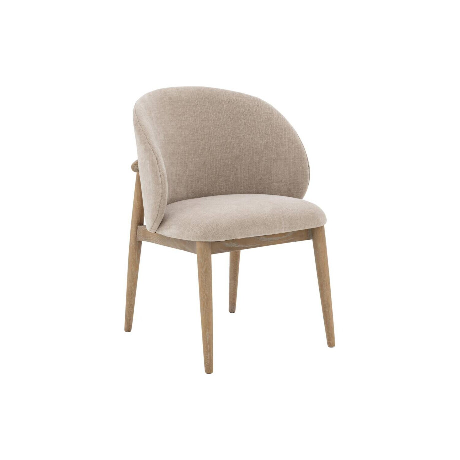 Goossens Stoel Diederik met Massief Houten Frame beige stof met armleuning, stijlvol landelijk afbeelding 1