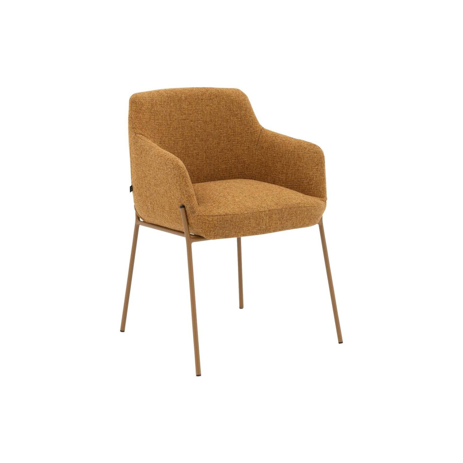 Goossens Stoel Pepijn oranje stof met armleuning, modern design Goossens Stoel Pepijn oranje stof met armleuning, modern design afbeelding 1