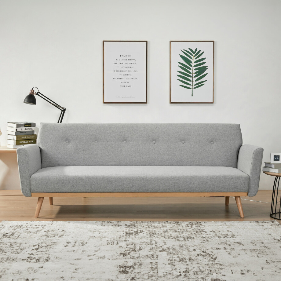 Artistiq 3-zits Slaapbank 'Kelyn' 111 x 190cm, kleur Lichtgrijs Artistiq 3-zits Slaapbank 'Kelyn' 111 x 190cm, kleur Lichtgrijs afbeelding 1