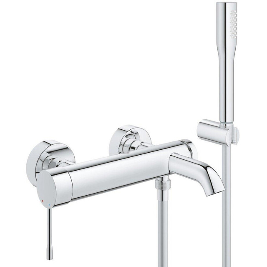GROHE Essence Badkraan met omstel en koppelingen met douchegarnituur Chroom 25249001 afbeelding 1