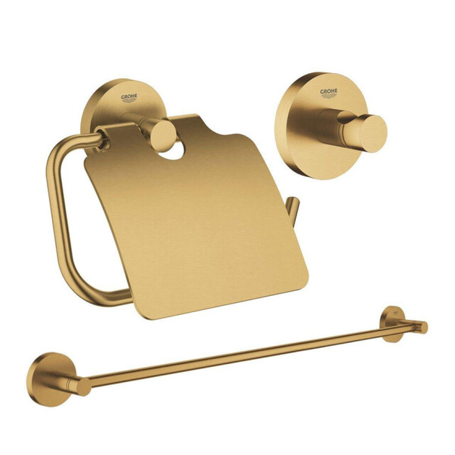 GROHE Essentials accessoireset 3-delig met handdoekhouder, handdoekhaak en toiletrolhouder met klep Brushed cool sunrise sw98979/sw99003/sw99021/ afbeelding 1