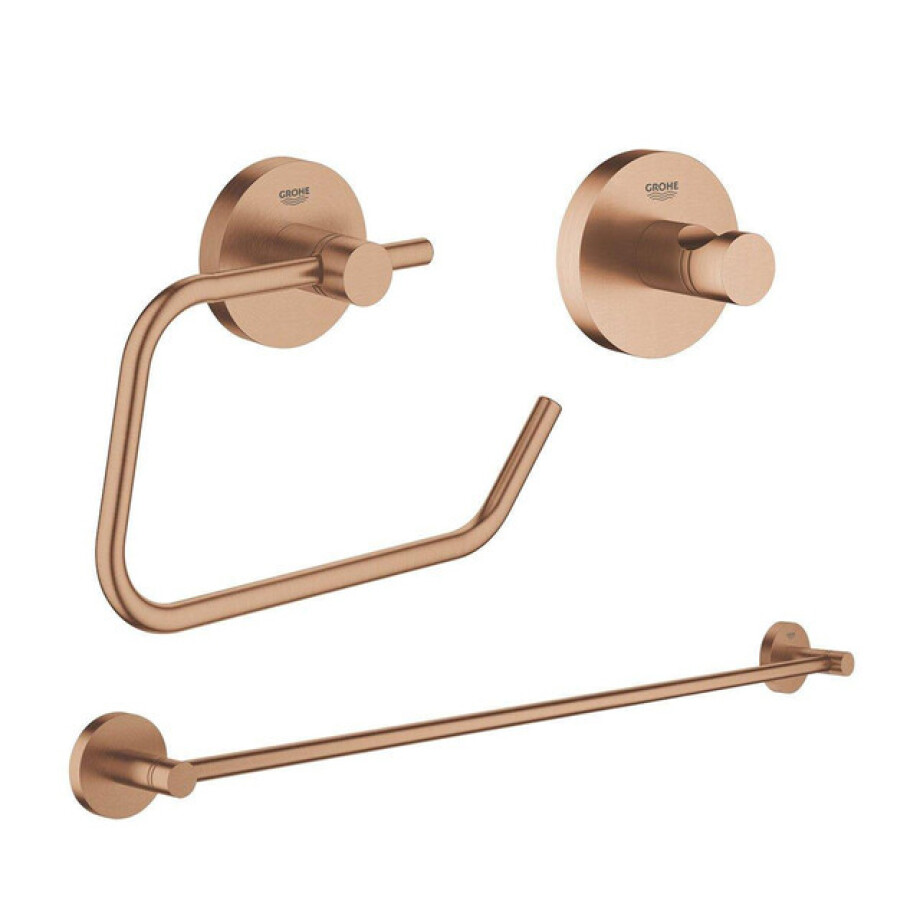 GROHE Essentials accessoireset 3-delig met handdoekhouder, handdoekhaak en toiletrolhouder zonder klep Brushed warm sunset sw98979/sw99003/sw99027/ afbeelding 1