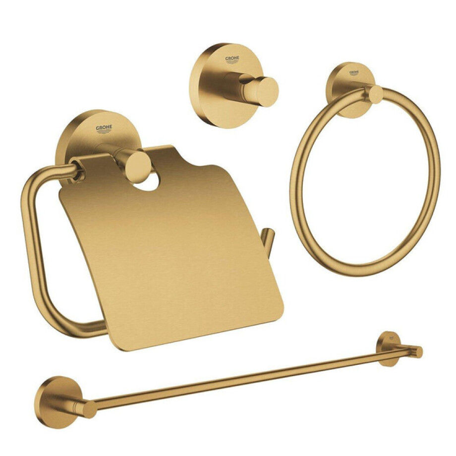 GROHE Essentials accessoireset 4-delig met handdoekring, handdoekhouder, handdoekhaak en toiletrolhouder met klep brushed cool sunrise sw98949/sw98979/sw99003/sw99021/ GROHE Essentials accessoireset 4-delig met handdoekring, handdoekhouder, handdoekhaak en toiletrolhouder met klep brushed cool sunrise sw98949/sw98979/sw99003/sw99021/ afbeelding 1
