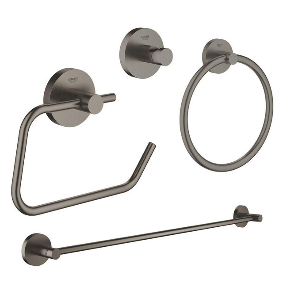GROHE Essentials accessoireset 4-delig met handdoekring, handdoekhouder, handdoekhaak en toiletrolhouder zonder klep Brushed hard graphite sw98945/sw98977/sw99001/sw99025/ GROHE Essentials accessoireset 4-delig met handdoekring, handdoekhouder, handdoekhaak en toiletrolhouder zonder klep Brushed hard graphite sw98945/sw98977/sw99001/sw99025/ afbeelding 1