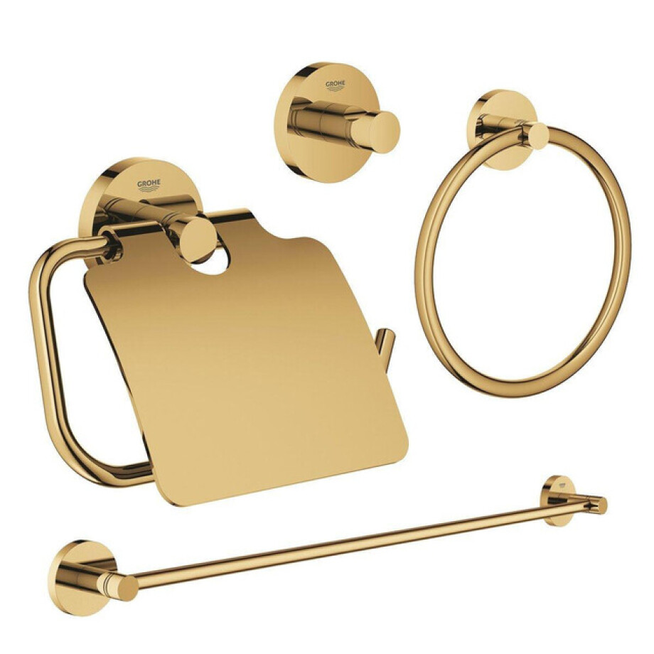 GROHE Essentials accessoireset 4-delig met handdoekring, handdoekhouder, handdoekhaak en toiletrolhouder met klep cool sunrise sw98948/sw98980/sw99004/sw99020/ GROHE Essentials accessoireset 4-delig met handdoekring, handdoekhouder, handdoekhaak en toiletrolhouder met klep cool sunrise sw98948/sw98980/sw99004/sw99020/ afbeelding 1