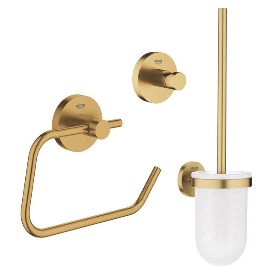 GROHE Essentials Toilet accessoireset 3-delig met toiletborstelhouder, handdoekhaak en toiletrolhouder zonder klep Brushed cool sunrise sw99005/sw99029/sw99045/ GROHE Essentials Toilet accessoireset 3-delig met toiletborstelhouder, handdoekhaak en toiletrolhouder zonder klep Brushed cool sunrise sw99005/sw99029/sw99045/ afbeelding 1