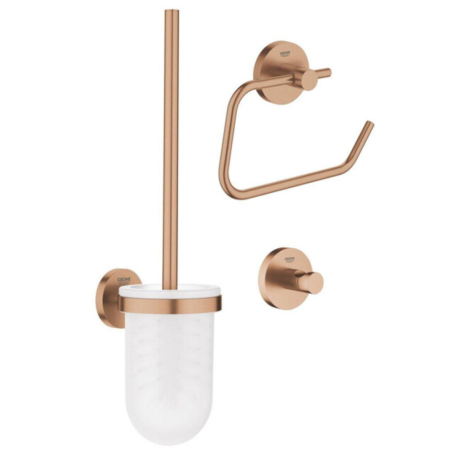 GROHE Essentials Toilet accessoireset 3-delig met toiletborstelhouder, handdoekhaak en toiletrolhouder zonder klep brushed warm sunset sw99003/sw99027/sw99043/ afbeelding 1