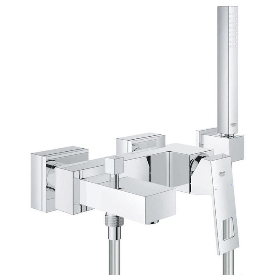 GROHE Eurocube badkraan met omstel en koppelingen met garnituur chroom 23141000 afbeelding 1