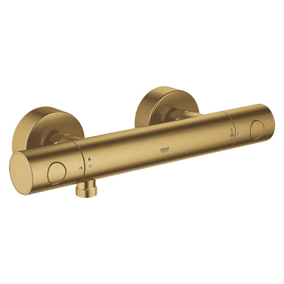 GROHE Grohtherm 1000 Cosmopolitan M douchekraan thermostatisch met koppelingen EcoJoy en volumegreep met ecobutton brushed cool sunrise 34065GN2 afbeelding 1