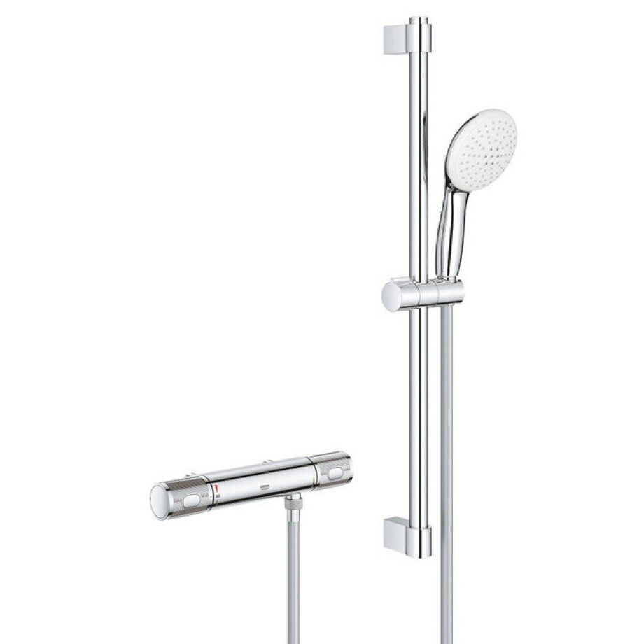 GROHE Grohtherm 1000 Performance Doucheset - thermostatische douchekraan - met glijstangset - 60cm - ronde handdouche - 2 straalsoorten - gladde doucheslang - chroom 34837001 GROHE Grohtherm 1000 Performance Doucheset - thermostatische douchekraan - met glijstangset - 60cm - ronde handdouche - 2 straalsoorten - gladde doucheslang - chroom 34837001 afbeelding 1