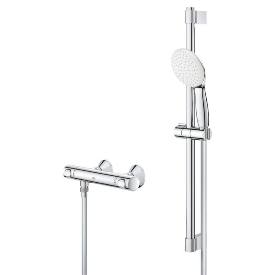 GROHE Grohtherm 500 Doucheset - thermostatische douchekraan - met glijstangset - 60cm - ronde handdouche - 1 straalsoort - chroom 34796001 GROHE Grohtherm 500 Doucheset - thermostatische douchekraan - met glijstangset - 60cm - ronde handdouche - 1 straalsoort - chroom 34796001 afbeelding 1