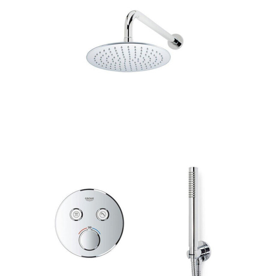 GROHE Grohtherm Regendoucheset Inbouw - 2 functies - met Fortifura hoofddouche 20cm - staafhanddouche - wandarm - chroom sw105953 SW104917 SW720559 SW696254 SW542643 SW496 afbeelding 1