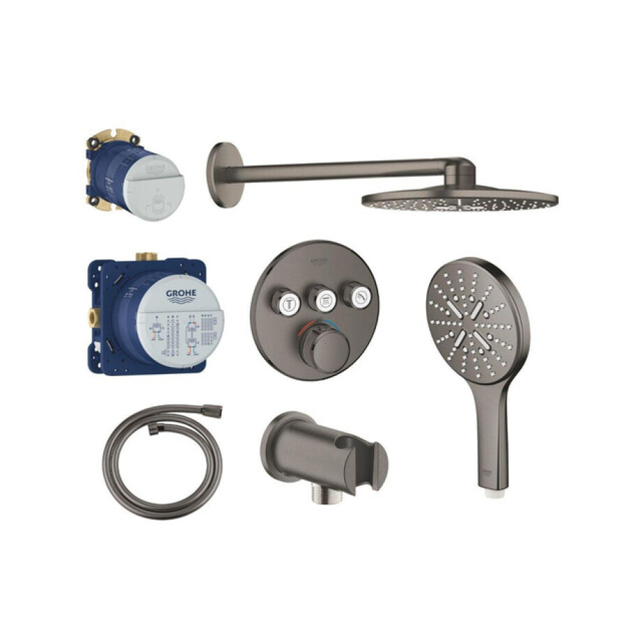 Grohe Grohtherm regendoucheset inbouw - hoofddouche rond - handdouche rond - hard graphite geborsteld SW225090/SW105953/SW484601/SW108085/SW472379/SW107 Grohe Grohtherm regendoucheset inbouw - hoofddouche rond - handdouche rond - hard graphite geborsteld SW225090/SW105953/SW484601/SW108085/SW472379/SW107 afbeelding 1