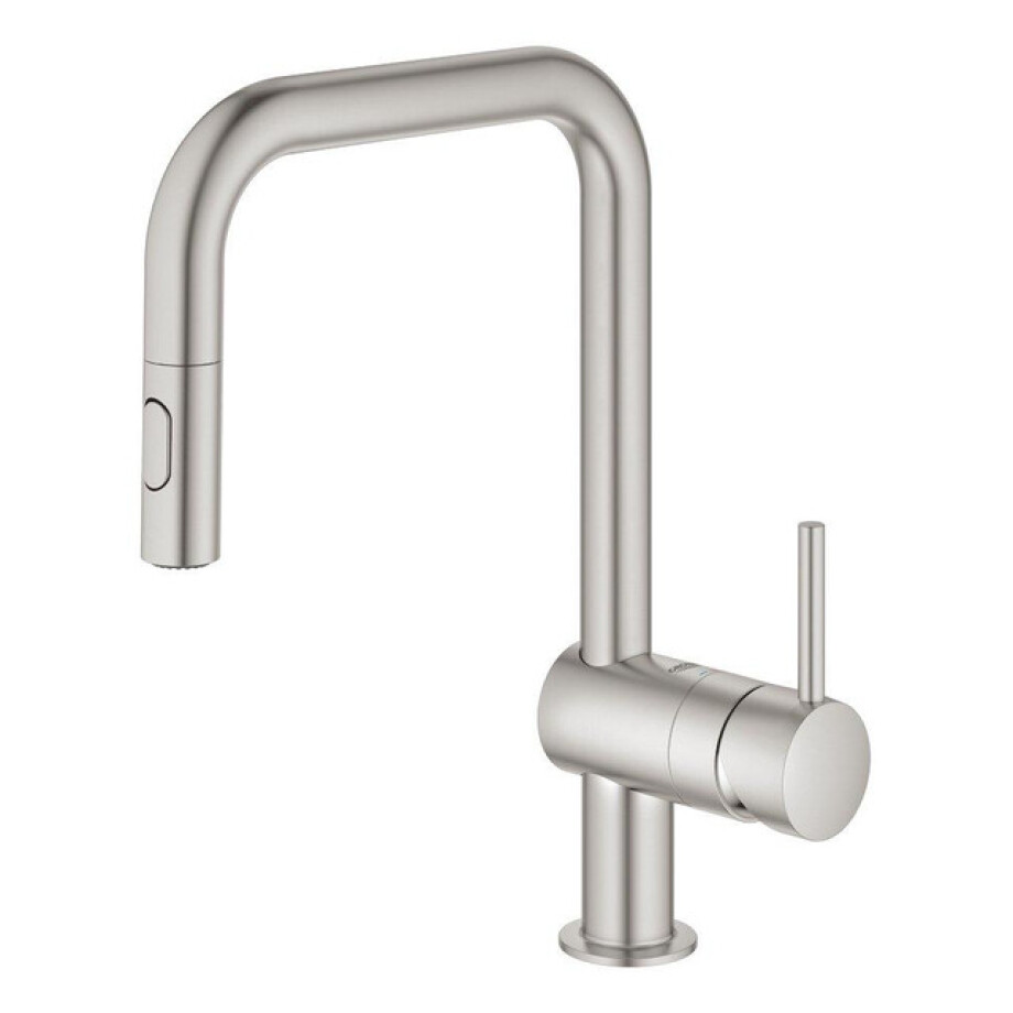 GROHE Minta Keukenkraan - draaibare/uittrekbare uitloop - 2 straalsoorten - supersteel geborsteld 32322DC2 afbeelding 1