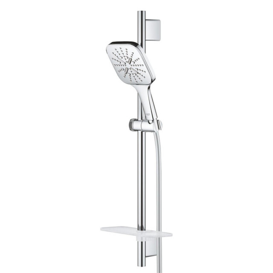 GROHE Rainshower Smartactive 130 Cube Glijstangset - 60cm - vierkante handdouche - 3 straalsoorten - gladde doucheslang - met zeepschaal - chroom 26584000 afbeelding 1