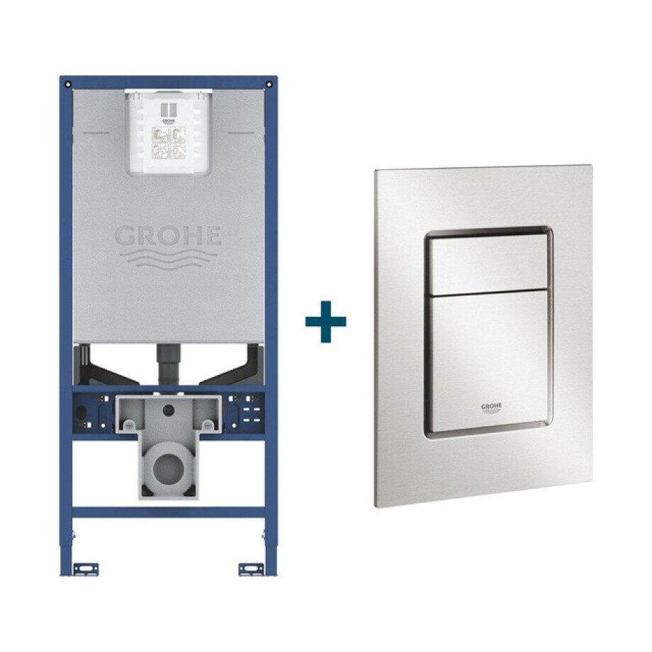 GROHE Rapid SLX Inbouwreservoir - frame netspanning - douchewc aansluiting - GROHE Skate cosmopolitan bedieningsplaat - Supersteel sw107660/sw405420 afbeelding 1