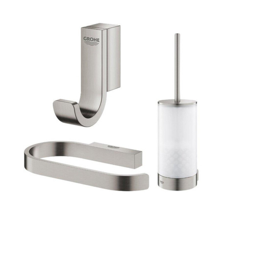 Grohe Selection Toiletaccessoires - closethouder - zonder klep - closetborstelset - handdoekhaak - supersteel geborsteld (rvs) SW444319/SW444235/SW444149 afbeelding 1