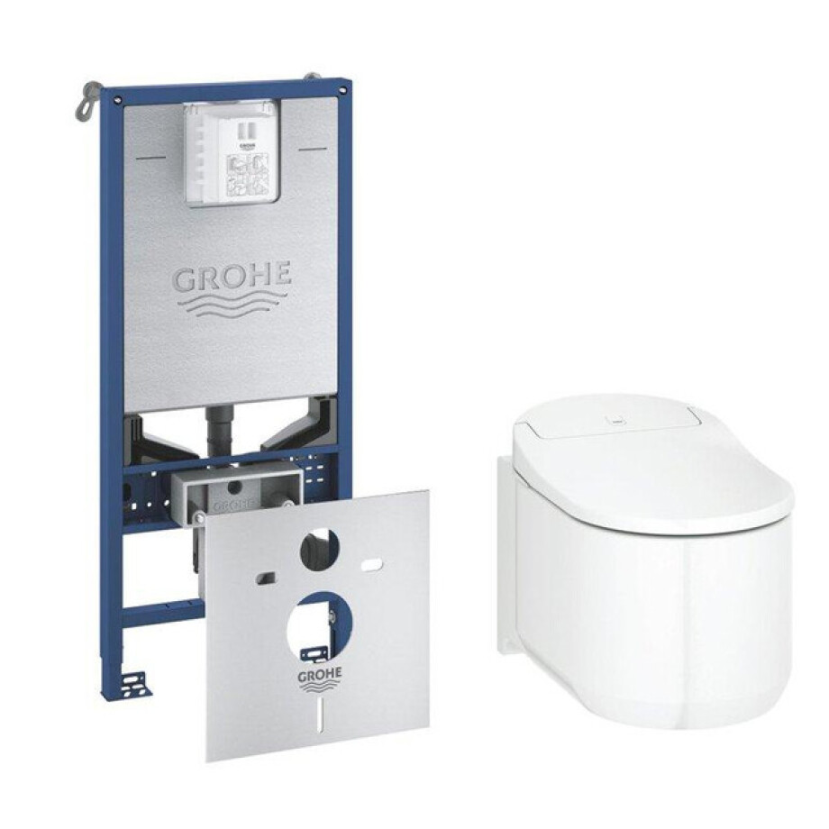 GROHE Sensia Arena Douche WC set - inbouwreservoir geintegreerde netspanning- en douchewc aansluiting - diepspoel - spoelrandloos - met zitting - glans wit 39354SH1 / 39598000 GROHE Sensia Arena Douche WC set - inbouwreservoir geintegreerde netspanning- en douchewc aansluiting - diepspoel - spoelrandloos - met zitting - glans wit 39354SH1 / 39598000 afbeelding 1