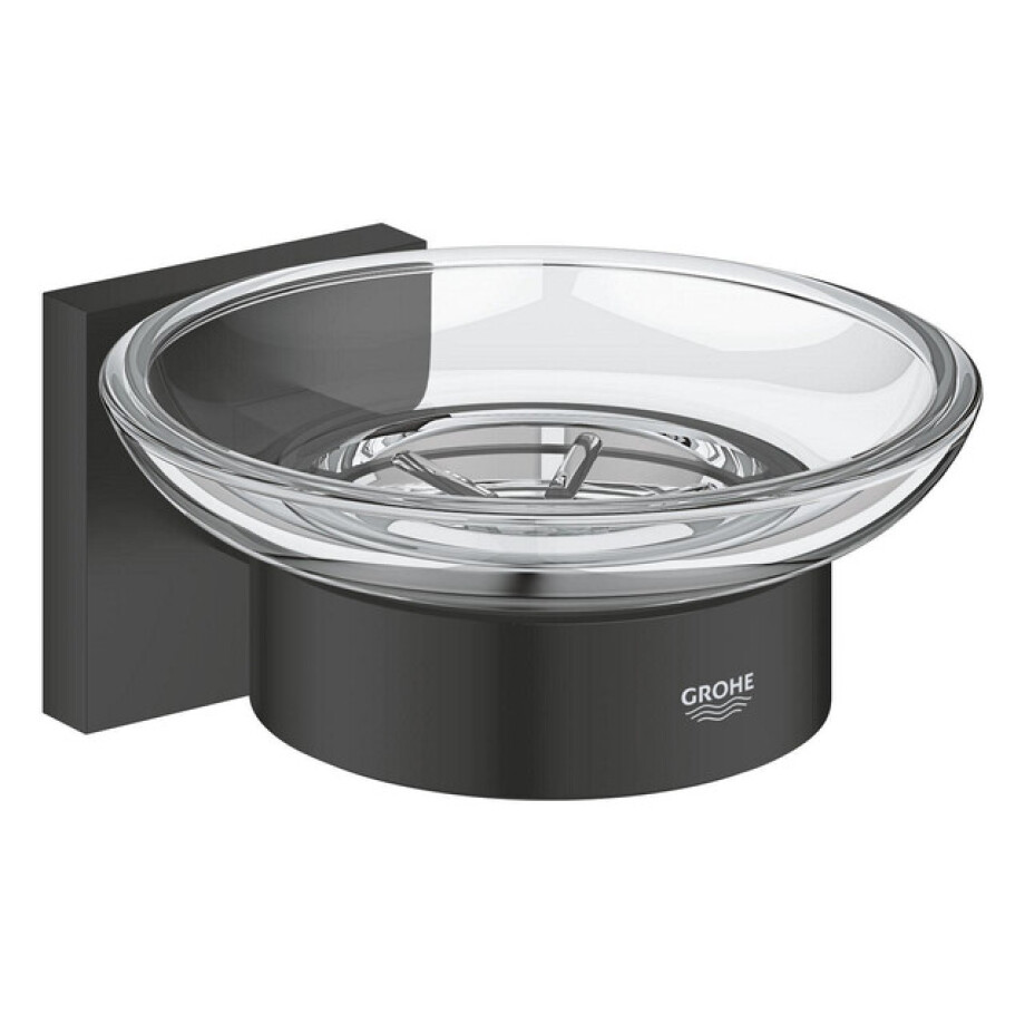 GROHE Start Cube Zeepschaal - met houder - glas - mat zwart 410962430 afbeelding 1