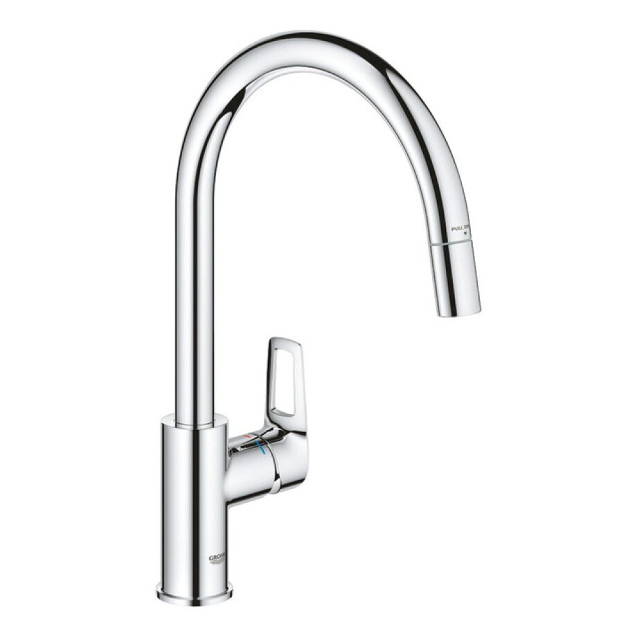Grohe Start Loop Keukenkraan - 1-gats - hoge draaibare uittrekbare uitloop- voorsprong 21.5cm - open greep - chroom 30556000 afbeelding 1