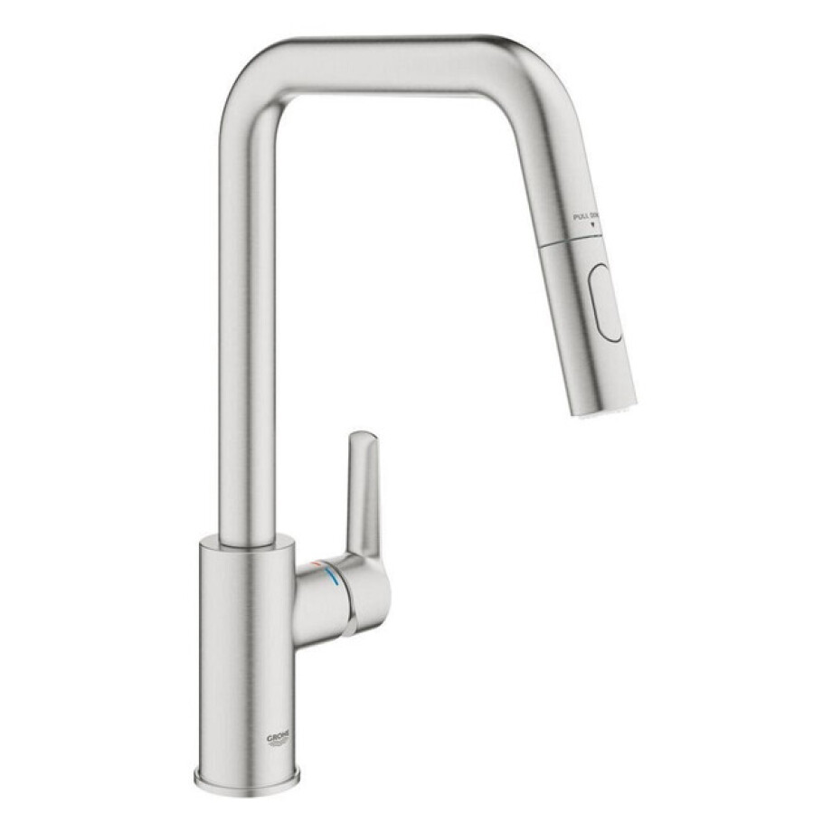 GROHE Start QuickFix Keukenkraan - met uittrekbare handdouche - met dual spray - voorsprong 22.1cm - supersteel 30631DC0 GROHE Start QuickFix Keukenkraan - met uittrekbare handdouche - met dual spray - voorsprong 22.1cm - supersteel 30631DC0 afbeelding 1