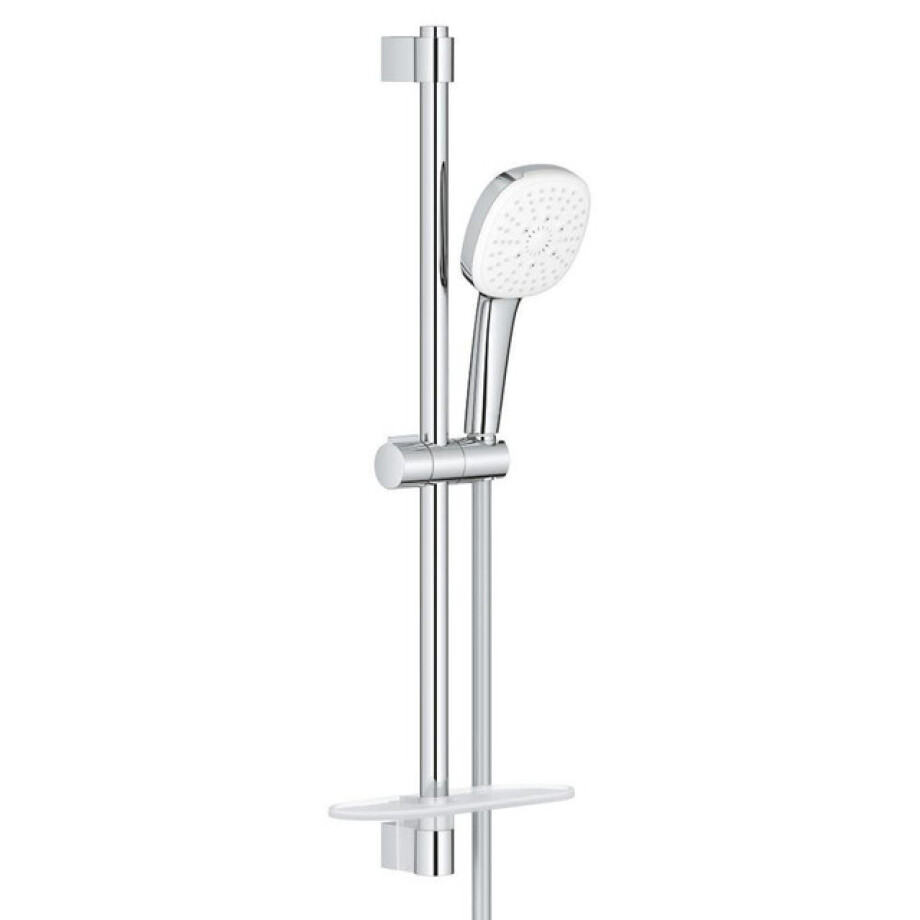 GROHE Tempesta 110 Cube Glijstangset - 60cm - vierkante handdouche - 3 straalsoorten - gladde doucheslang - met zeephouder - chroom 27576003 afbeelding 1