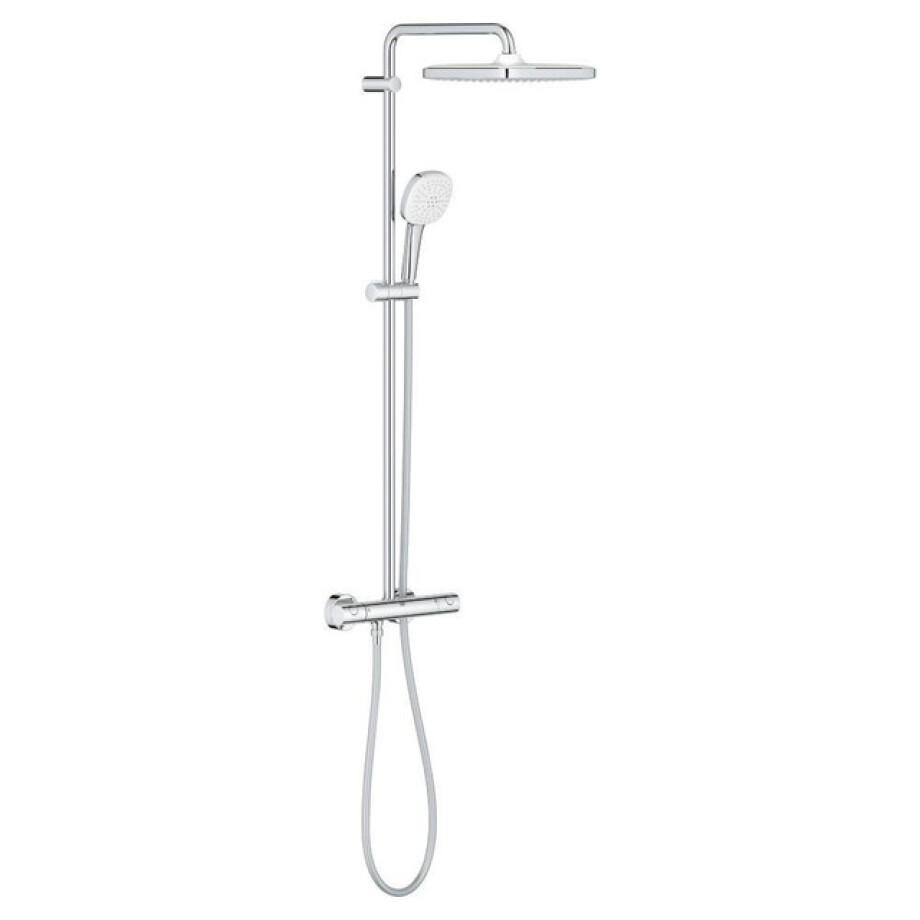 GROHE Tempesta 250 Cube Regendoucheset - hoofddouche 25cm - vierkante handdouche - 2 straalsoorten - met thermostaatkraan - chroom 26689001 afbeelding 1