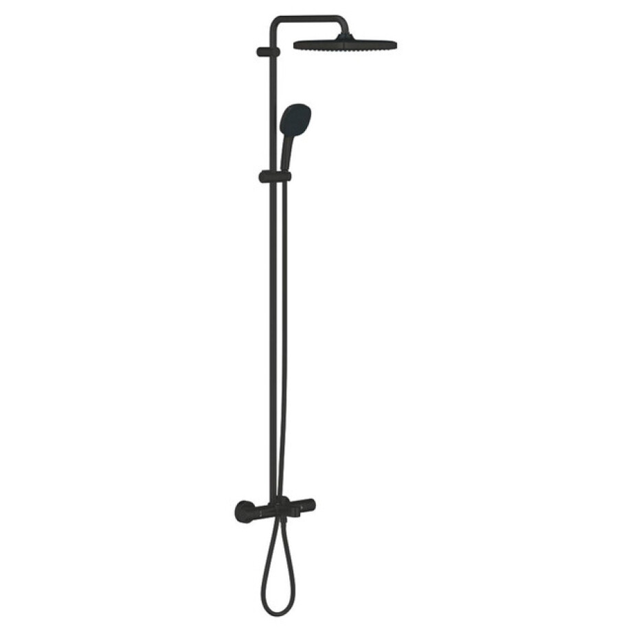 GROHE Vitalio Comfort 250 Quickfix Regendoucheset - 25cm - hoofddouche - vierkante handdouche - 2 straalsoorten - met badthermostaat - mat zwart 269842431 GROHE Vitalio Comfort 250 Quickfix Regendoucheset - 25cm - hoofddouche - vierkante handdouche - 2 straalsoorten - met badthermostaat - mat zwart 269842431 afbeelding 1