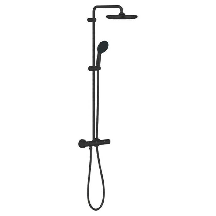 GROHE Vitalio Start 250 Regendoucheset - hoofddouche 25cm - ronde handdouche - 2 straalsoorten - met douchethermostaat - mat zwart 266772431 afbeelding 1