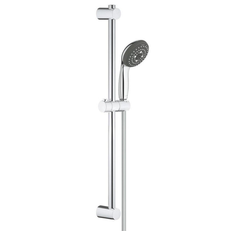 GROHE Vitalo Start 100 glijstangset - 60cm - ronde handdouche - 3 straalsoorten - gladde doucheslang - chroom/zwart 26032000 GROHE Vitalo Start 100 glijstangset - 60cm - ronde handdouche - 3 straalsoorten - gladde doucheslang - chroom/zwart 26032000 afbeelding 1