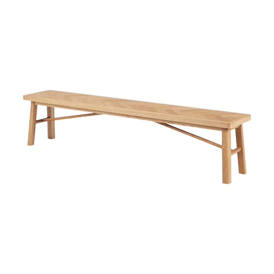 Gwen houten eetkamerbank naturel visgraat - 200 cm Gwen houten eetkamerbank naturel visgraat - 200 cm afbeelding 1