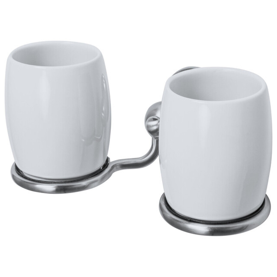 Haceka Allure Dubbele Bekerhouder Geborsteld RVS Keramiek 1208449 afbeelding 1