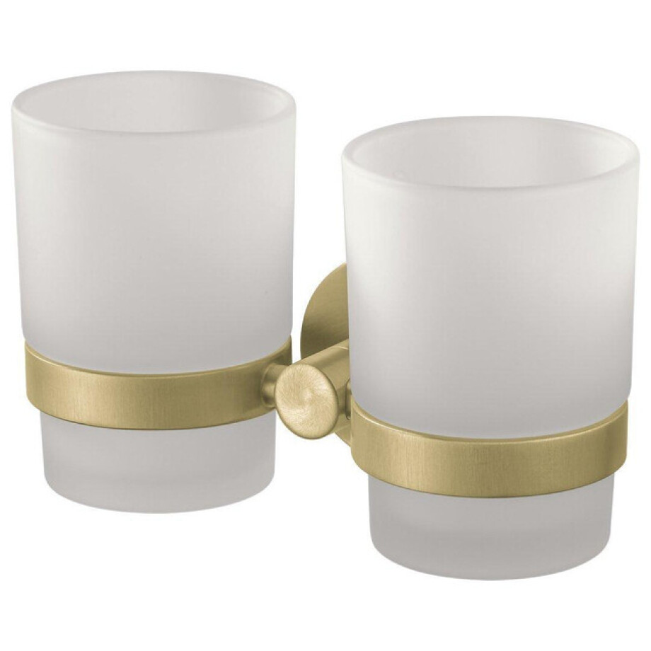 Haceka Kosmos Dubbele Bekerhouder - glas - geborsteld goud 2010974 afbeelding 1