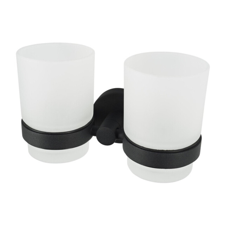Haceka Kosmos Dubbele Bekerhouder - glas - mat zwart 1208541 afbeelding 1