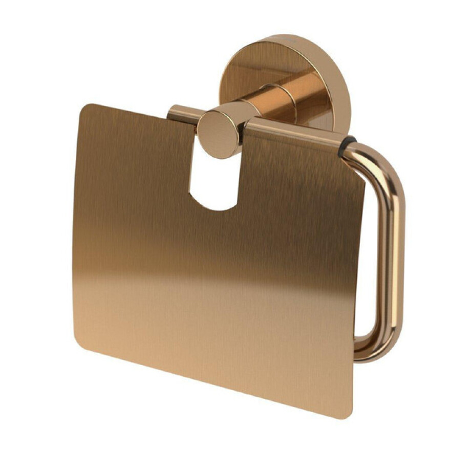 Haceka Kosmos Toiletrolhouder - met klep - geborsteld koper 2012688 Haceka Kosmos Toiletrolhouder - met klep - geborsteld koper 2012688 afbeelding 1