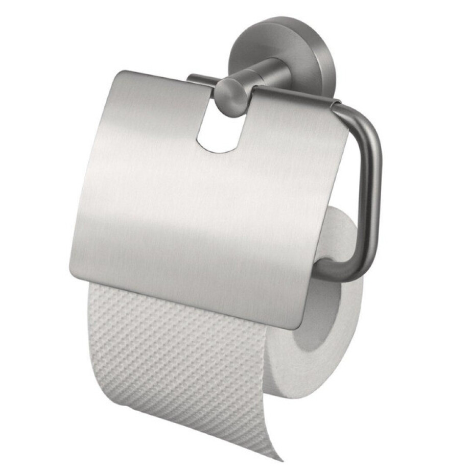 Haceka Kosmos Toiletrolhouder - met klep - geborsteld RVS 1208601 Haceka Kosmos Toiletrolhouder - met klep - geborsteld RVS 1208601 afbeelding 1