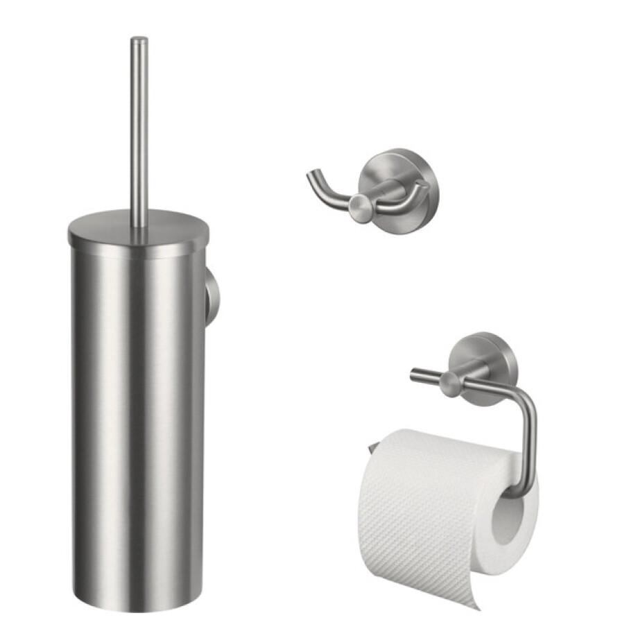Haceka Kosmos Toiletset - 3-delig - Geborsteld RVS 2011098 Haceka Kosmos Toiletset - 3-delig - Geborsteld RVS 2011098 afbeelding 1